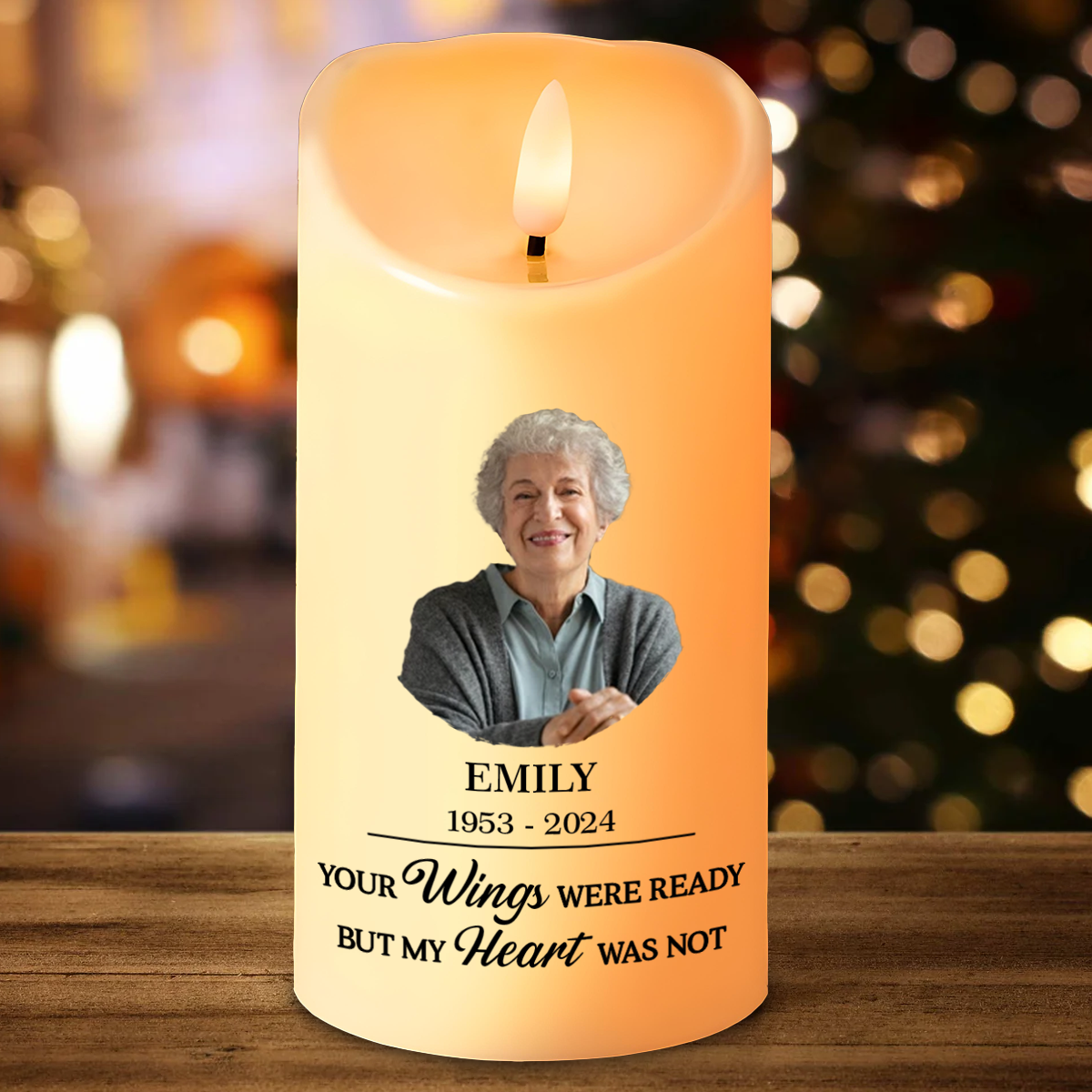 Custom Photo Memorial Your Wings Were Ready - Personalized Flameless LED Candle