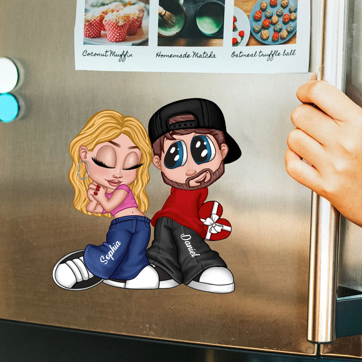 Y2K Style Couple Personalized Acrylic Fridge Magnet, Heartfelt Gift For Couple, For Him, For Her, Boyfriend, Girlfriend, Husband, Wife