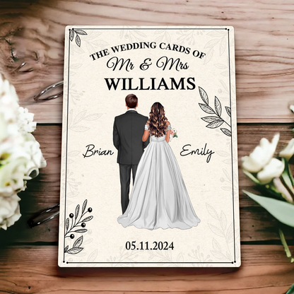 Floral Wedding Couple Personalized Card Keeper, Wedding Shower Card Holder