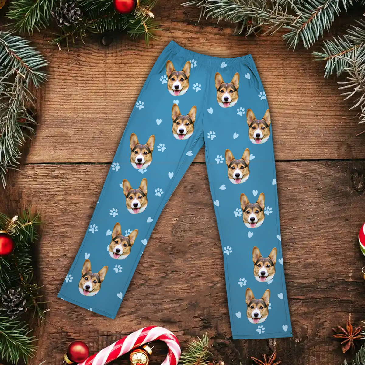 Custom Photo Face Funny Pattern Dog Cat Family - Personalized Pajama Pants