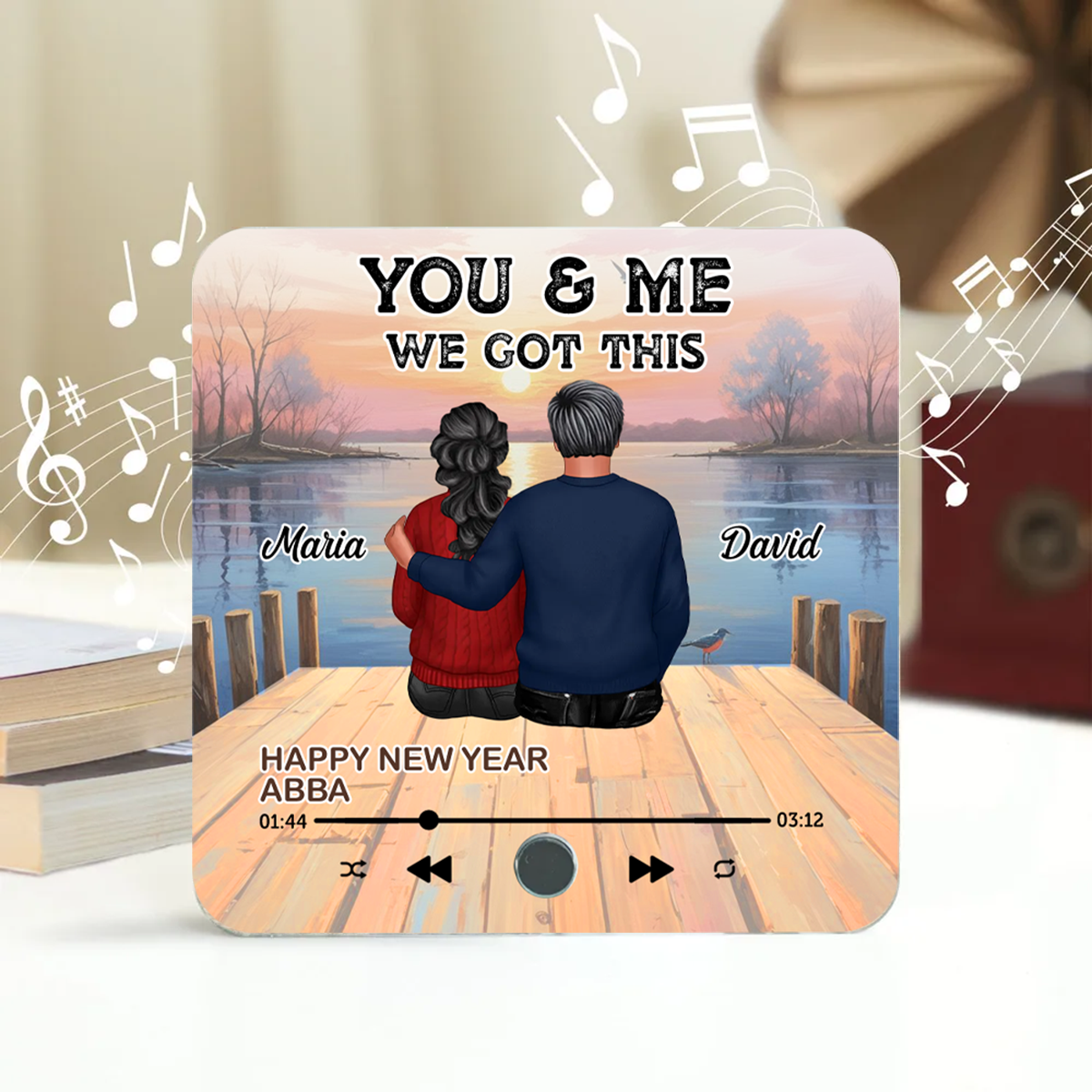 Couple Sitting Together Personalized Music Fridge Magnet, Heartfelt 2025 Valentine's Day Gift For Couple, For Him, For Her, Boyfriend, Girlfriend, Husband, Wife