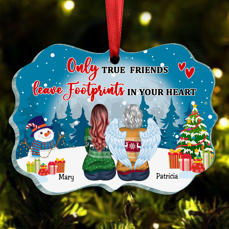 Besties - Only True Friends Leave Footprints In Your Heart - Personalized Christmas Ornament (NV)