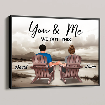 Couple Beach Landscape Retro Vintage Personalized Poster, Anniversary Gift For Couple, Husband, Wife, Dad, Mom