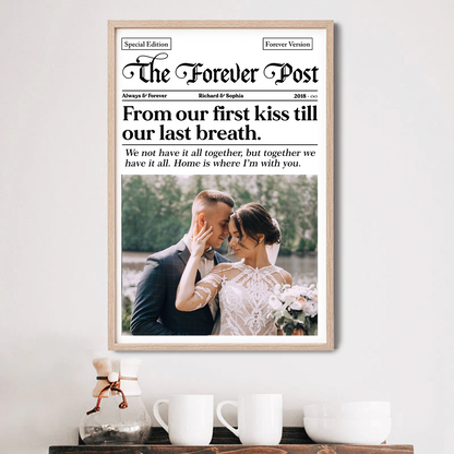 Couple Newspaper Anniversary Gift Valentine's Day Gift Photo Collage Personalized Poster