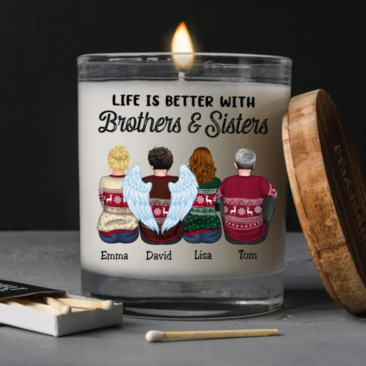 Brothers & Sisters - Life Is Better With Brothers & Sisters - Personalized Glass Candle
