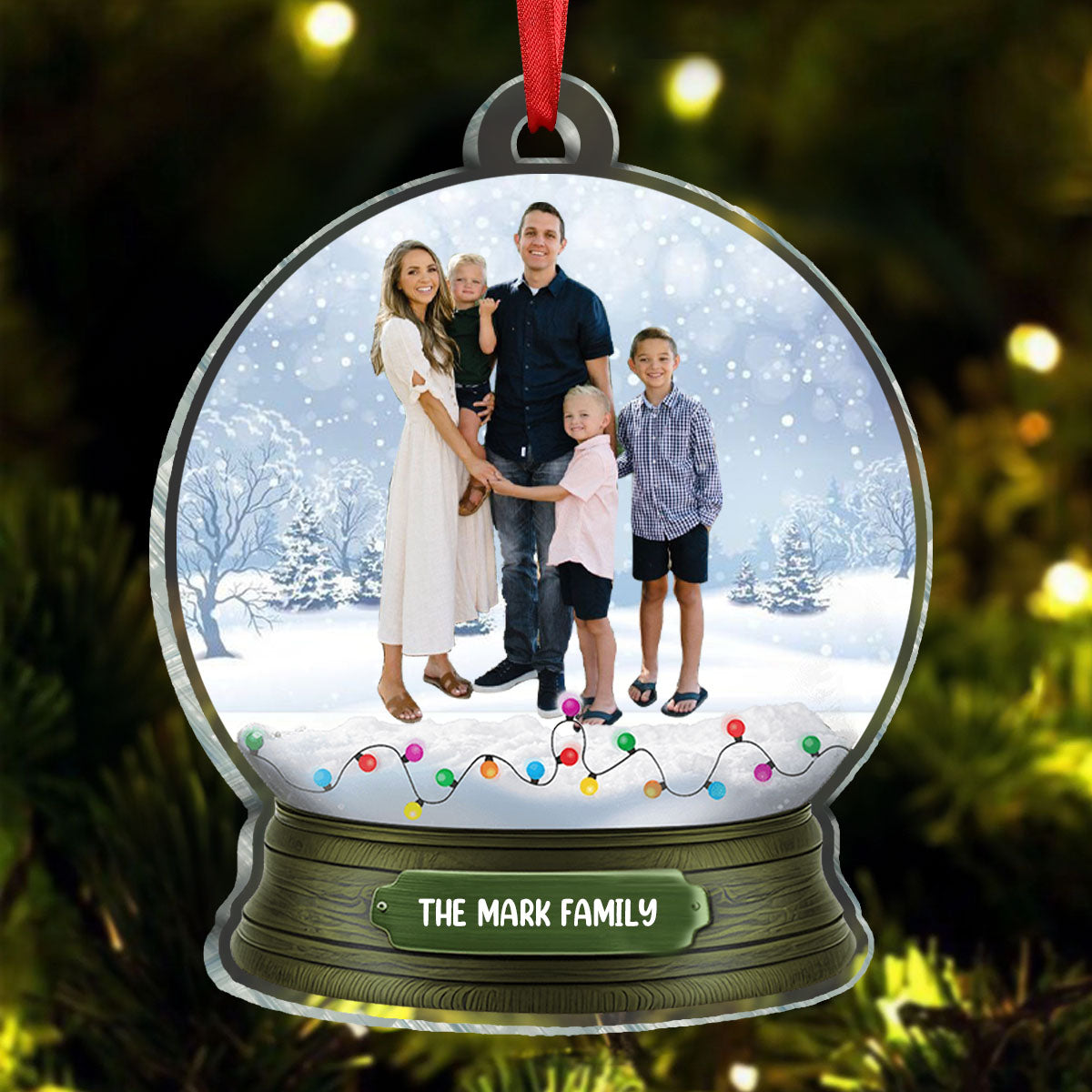 Custom Photo Magic Time - Family Personalized Custom Ornament - Acrylic Custom Shaped - Christmas Gift For Family Members