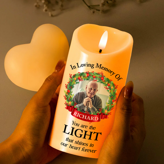 Memorial Custom Photo You Are The Light - Personalized Flameless LED Candle