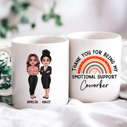 Thank You For Being My Emotional Support Coworker Gift For Colleagues Personalized Mug