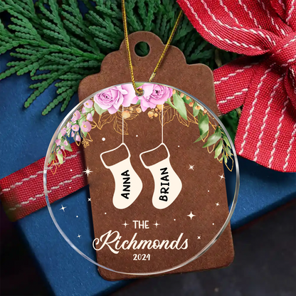 Family Christmas Stocking - Personalized Circle Acrylic Ornament