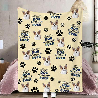 Custom Photo Best Dog Mom Dog Dad Cat Dad Cat Mom - Personalized Fleece Blanket