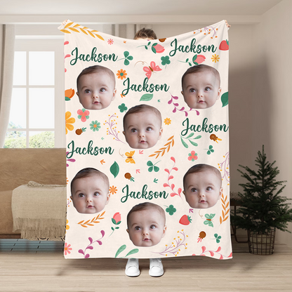 Custom Photo Baby Kid Face - Personalized Fleece Blanket