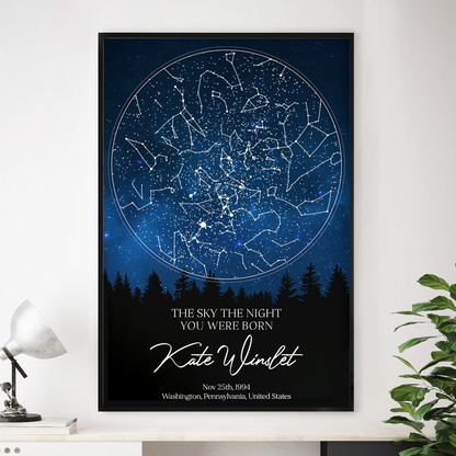 The Stars on the Night You Were Born Custom Star Map, Heartfelt Gift for Husband, Wife, Daughter, Son, Granddaughter, Grandson, Birthday Gift