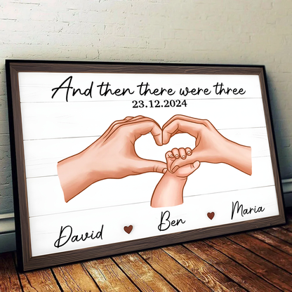 Family Of Three Personalized Poster, Heartfelt Gift For New Mom, New Dad, New Parents