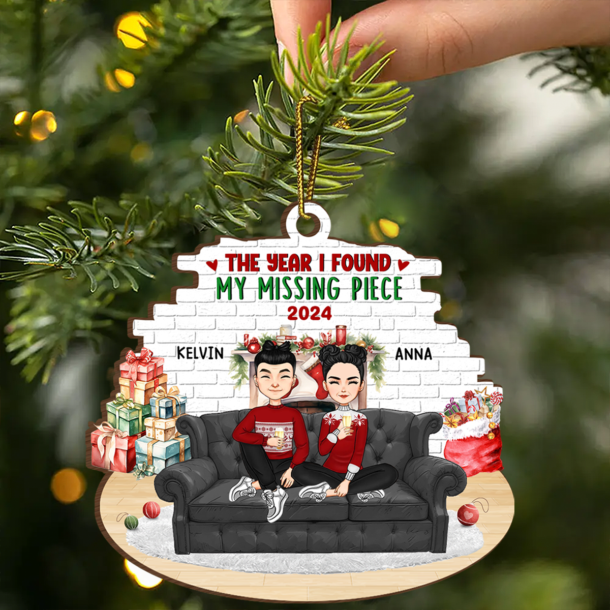 The Year I Found My Missing Piece - Personalized Custom Shaped Wooden Ornament