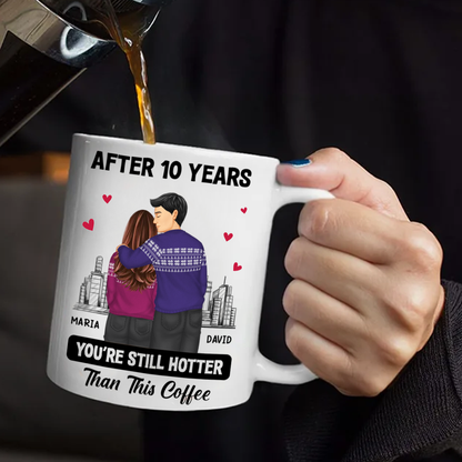 Forehead Kissing Couple After Years Hotter Than This Coffee - Personalized Mug