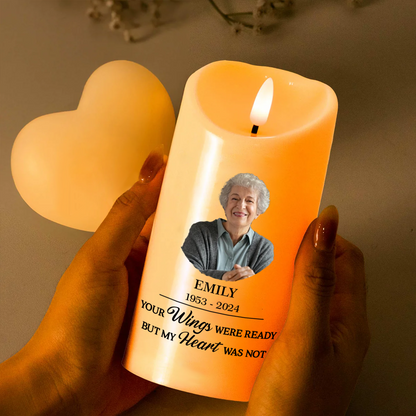 Custom Photo Memorial Your Wings Were Ready - Personalized Flameless LED Candle