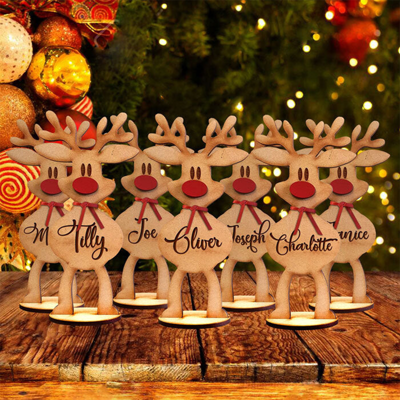 Handcrafted - Christmas Is Where Cutest Reindeer Of All - Personalized Custom Reindeer Christmas Place Names - Christmas Decoration, Keepsake Gift, Table Decoration, Favors, Christmas Gift