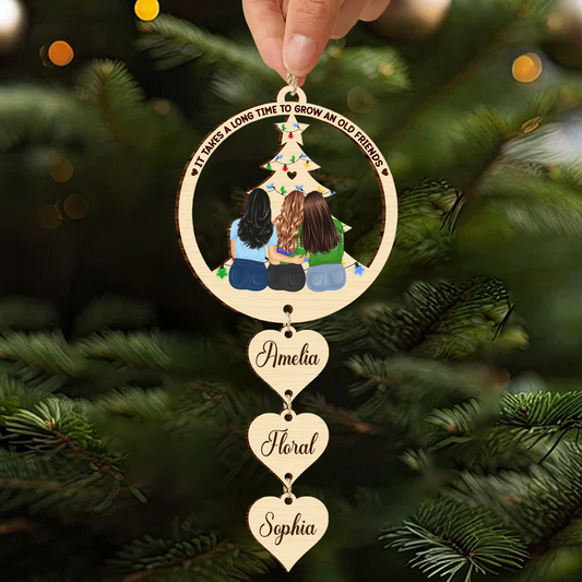 Grow Old Friends - Personalized Wooden Ornament With Wooden Tag