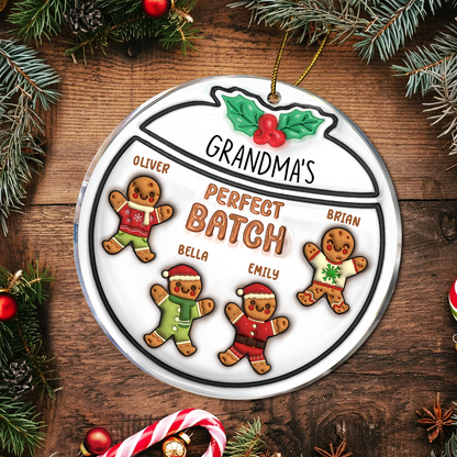 Gingerbread Cookies Grandma Grandpa Perfect Patch - 3D Inflated Effect Printed Personalized Circle Acrylic Ornament