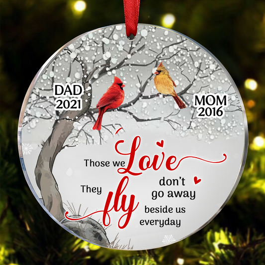 Cardinals Blossom Tree Dad Mom Memorial Personalized Circle Ornament