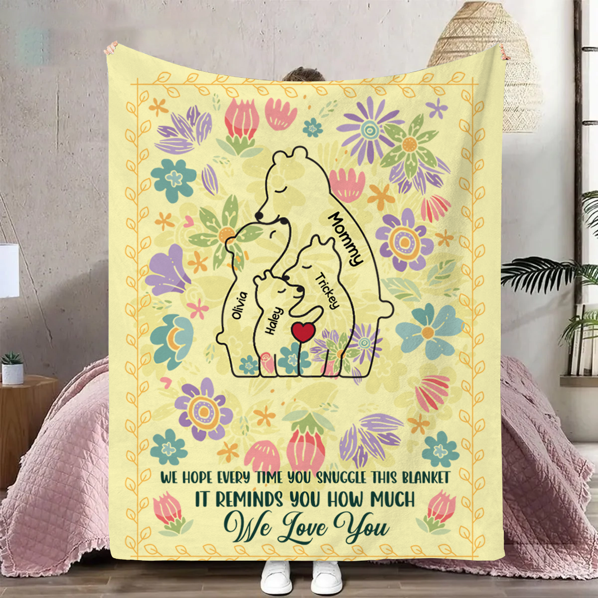 Mama Bear We Hope Every Time You Snuggle This Blanket - Personalized Fleece Blanket, Sherpa Blanket