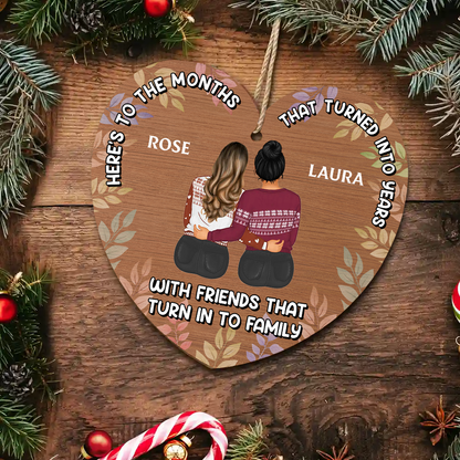 Christmas Friends That Turned Into Family - Personalized Custom Shaped Wooden Ornament