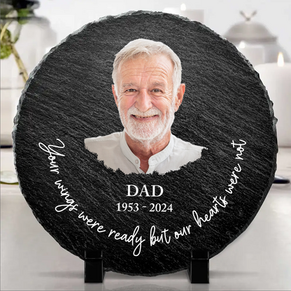 Custom Photo Memorial Your Wings Were Ready - Personalized Circle Memorial Garden Stone