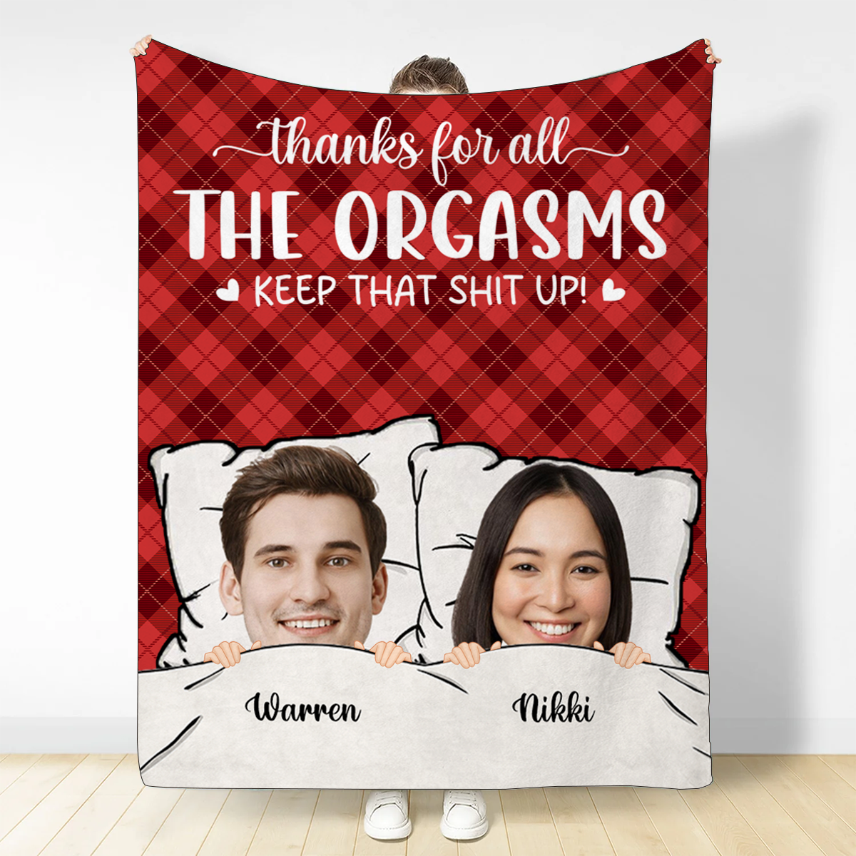 Custom Photo Thanks For All The Orgasms - Personalized Fleece Blanke