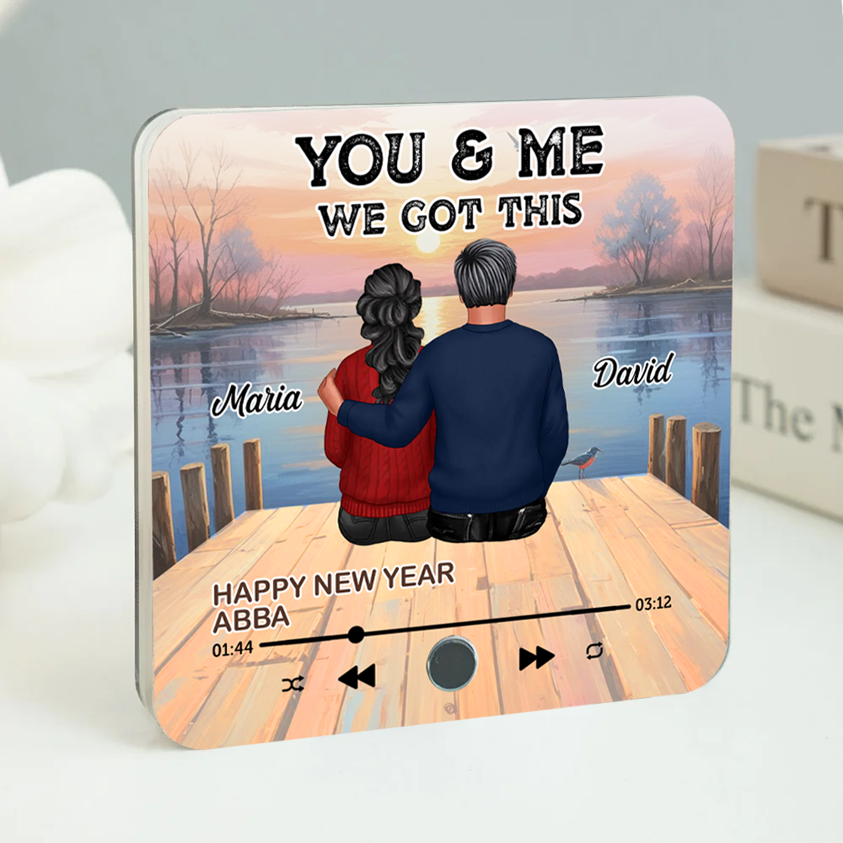 Couple Sitting Together Personalized Music Fridge Magnet, Heartfelt 2025 Valentine's Day Gift For Couple, For Him, For Her, Boyfriend, Girlfriend, Husband, Wife