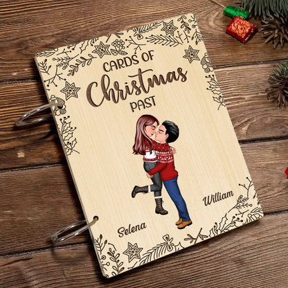 Kissing Couple Cards Of Christmas Past - Personalized Card Keeper, Card Holder