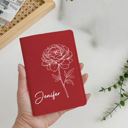 Birth Month Flower - Personalized Passport Cover, Passport Holder