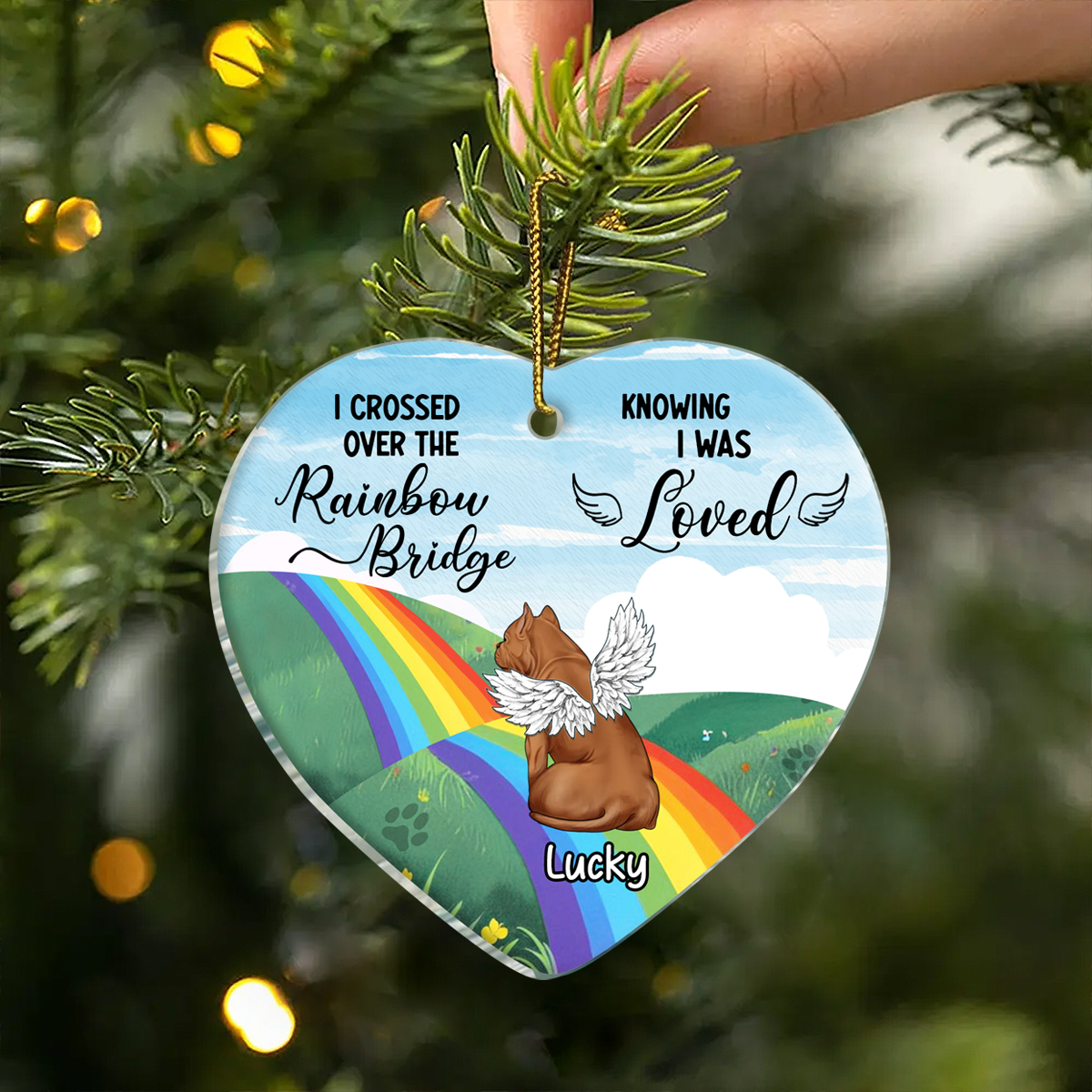 Over The Rainbow Bridge - Personalized Heart Ornament