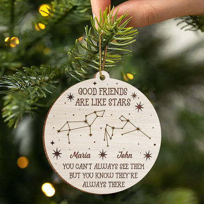 Friends Are Like Stars Zodiac Sign Personalized Wooden Ornament