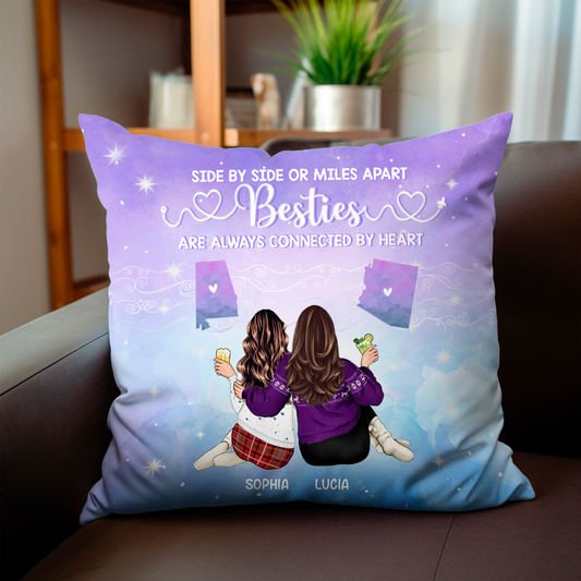 Sisters Besties Are Always Connected State - Personalized Pillow