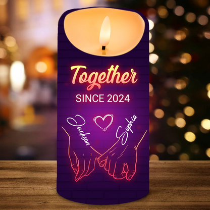 In Your Hand, I Found My Forever - Couple Personalized Custom LED Candle - Christmas Gift For Husband Wife, Anniversary