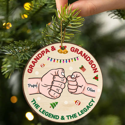 Personalized Grandpa and Grandson Legend Legacy Circle Ornament