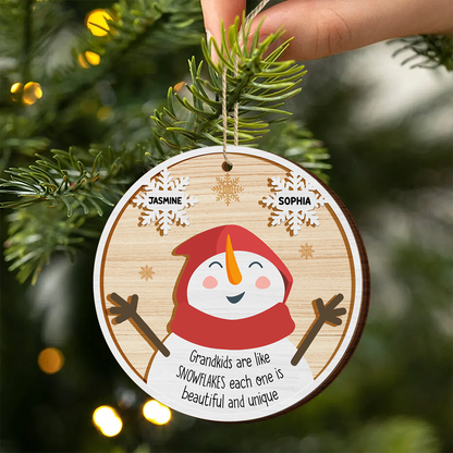 Grandkids Are Like Snowflakes Beautiful And Unique - Personalized Wooden Ornament