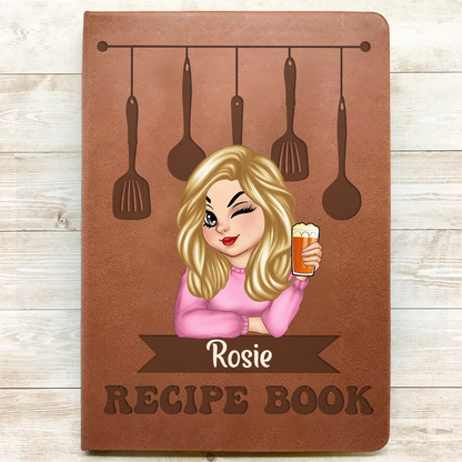 Woman Recipe Cookbook - Personalized Leather Journal