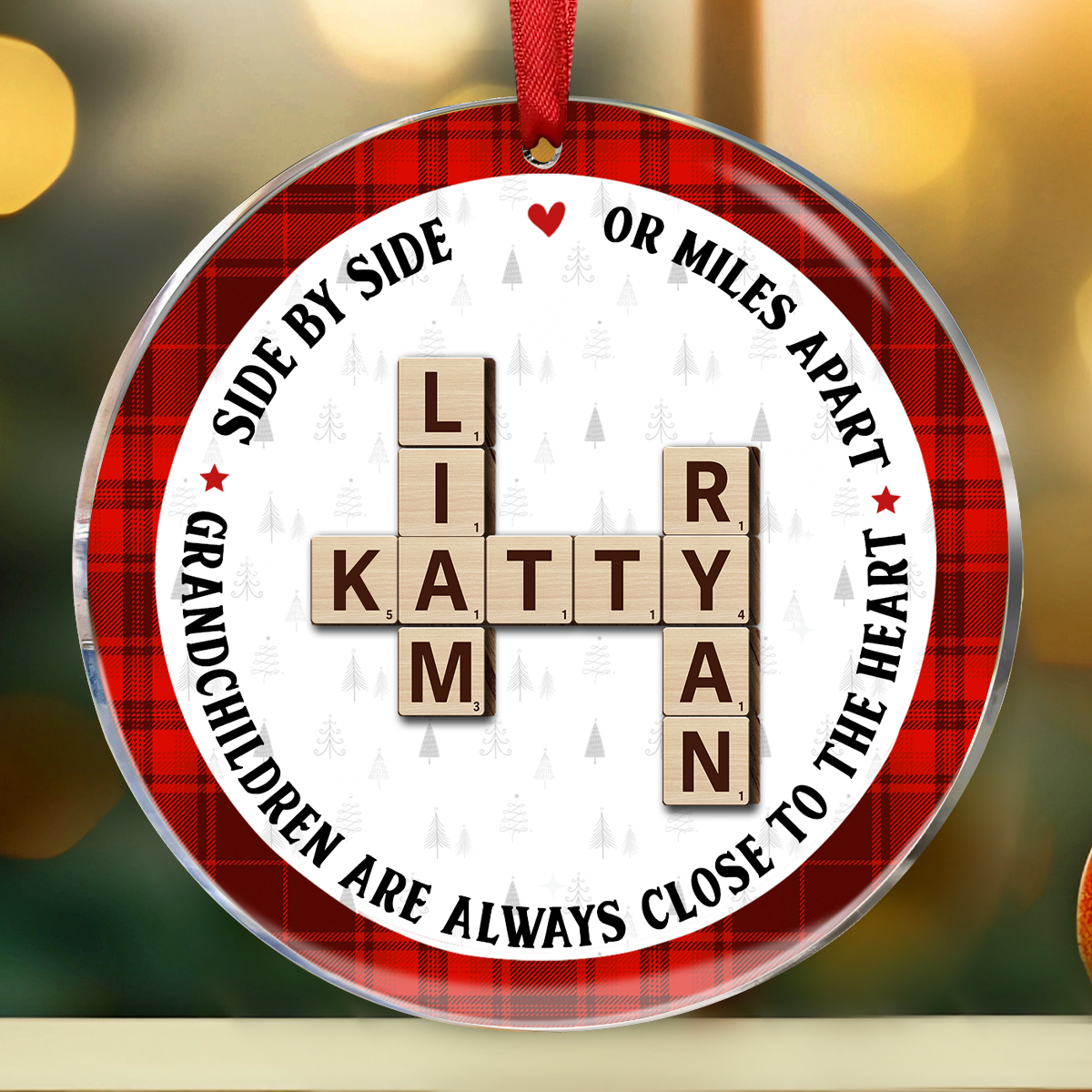 The Love Between A Grandma And Her Grandkids Is Forever, Crossword Puzzle Personalized Acrylic Ornament