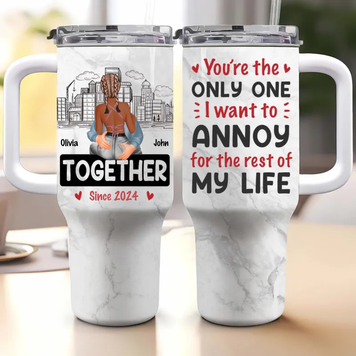 40oz Couple - You Are The Only One I Want To Annoy - Personalized Tumbler - Makezbright Gifts