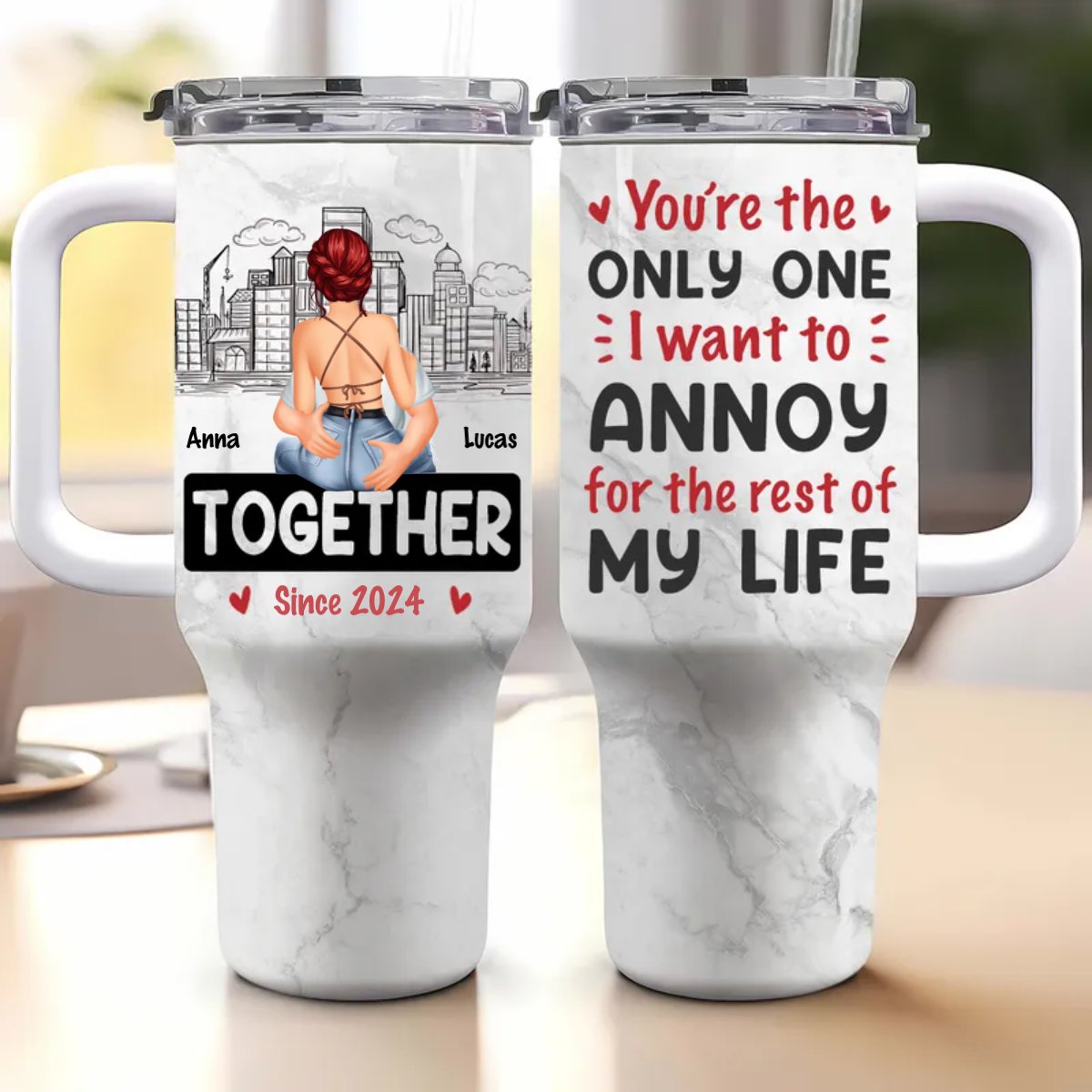 40oz Couple - You Are The Only One I Want To Annoy - Personalized Tumbler - Makezbright Gifts