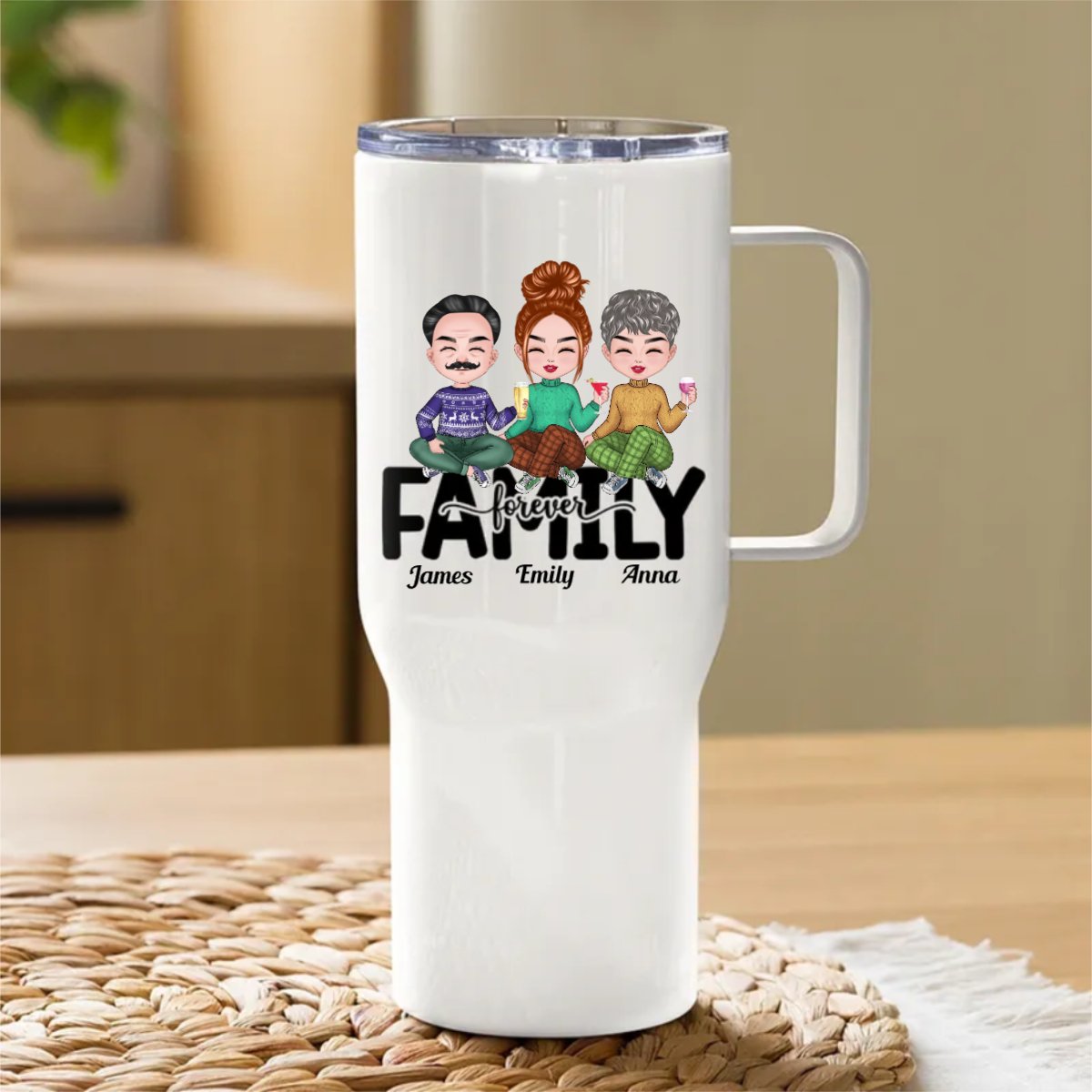 40oz Family - Family Forever - Personalized Tumbler With Handle - Makezbright Gifts