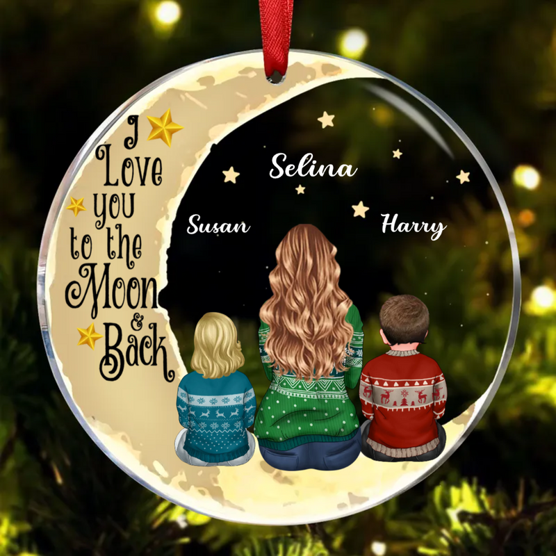 Grandma - I Love You To The Moon And Back - Personalized Circle Ornament