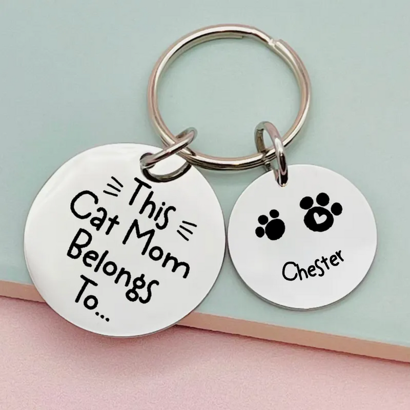 Pet Lovers - This Cat Mom Dog Mom Belongs To Pet - Personalized Keychain