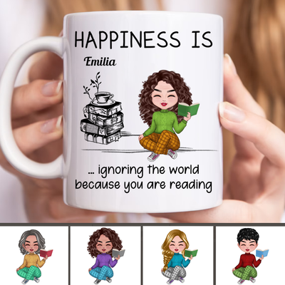 Besties - Happiness Is Ignoring The World Because You Are Reading - Personalized Mug