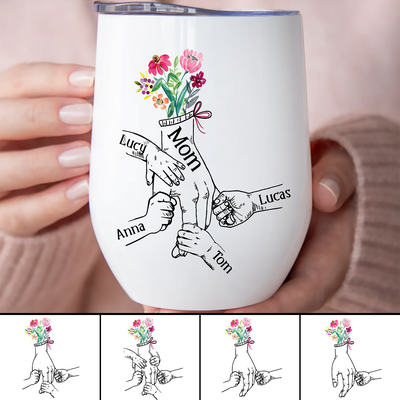 Family - Holding Flowers Hand - Personalized Wine Tumbler