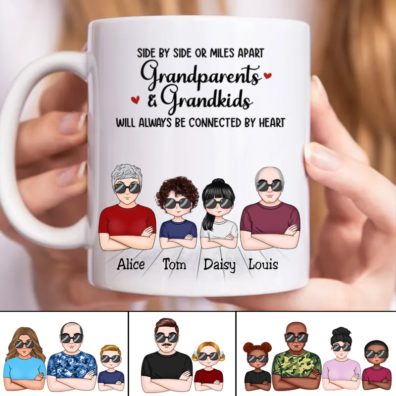 Family - Side By Side Grandparent & Grandkids - Personalized Mug