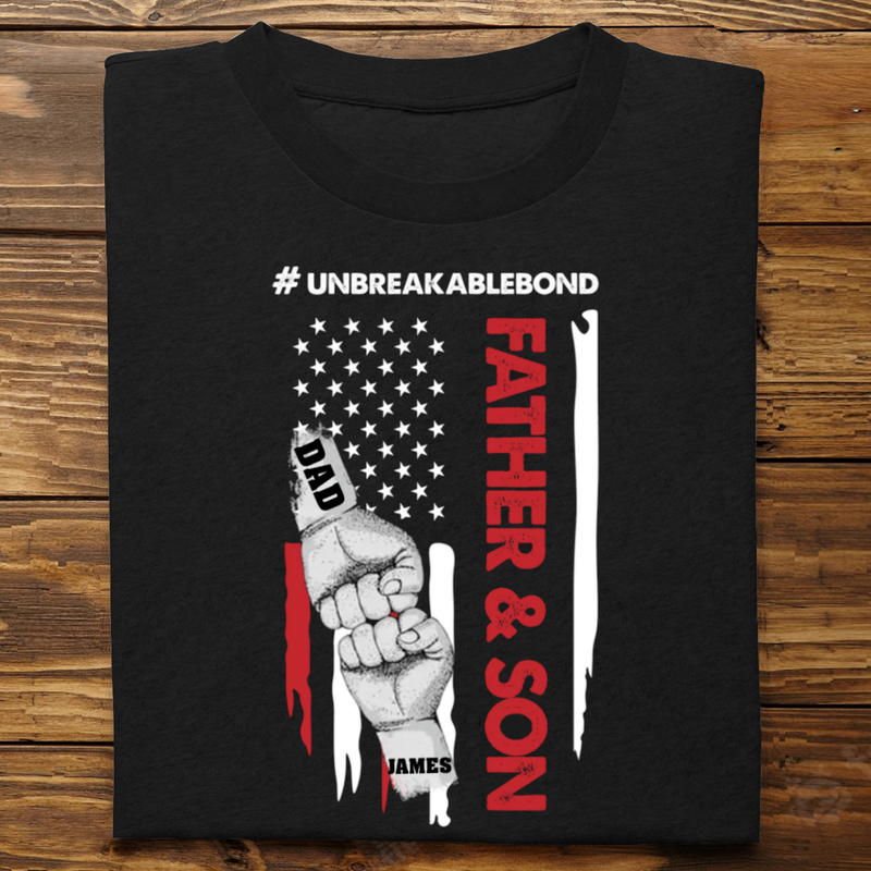 Family - Unbreakablebond Dad And Son - Personalized Black T-shirt