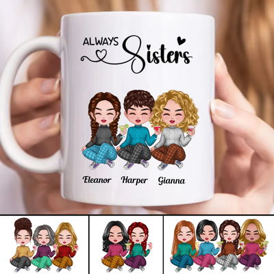 Personalized Mug - 4 Sisters With Angel Wings - Sisters are we