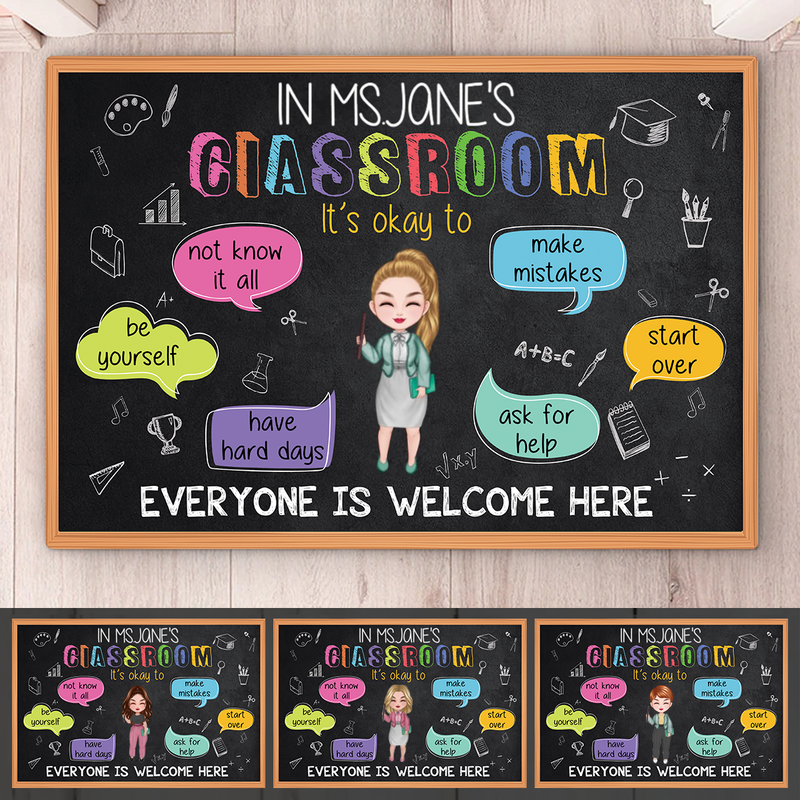 Teacher - In My Classroom Everything Is Okay - Personalized Doormat (VT)